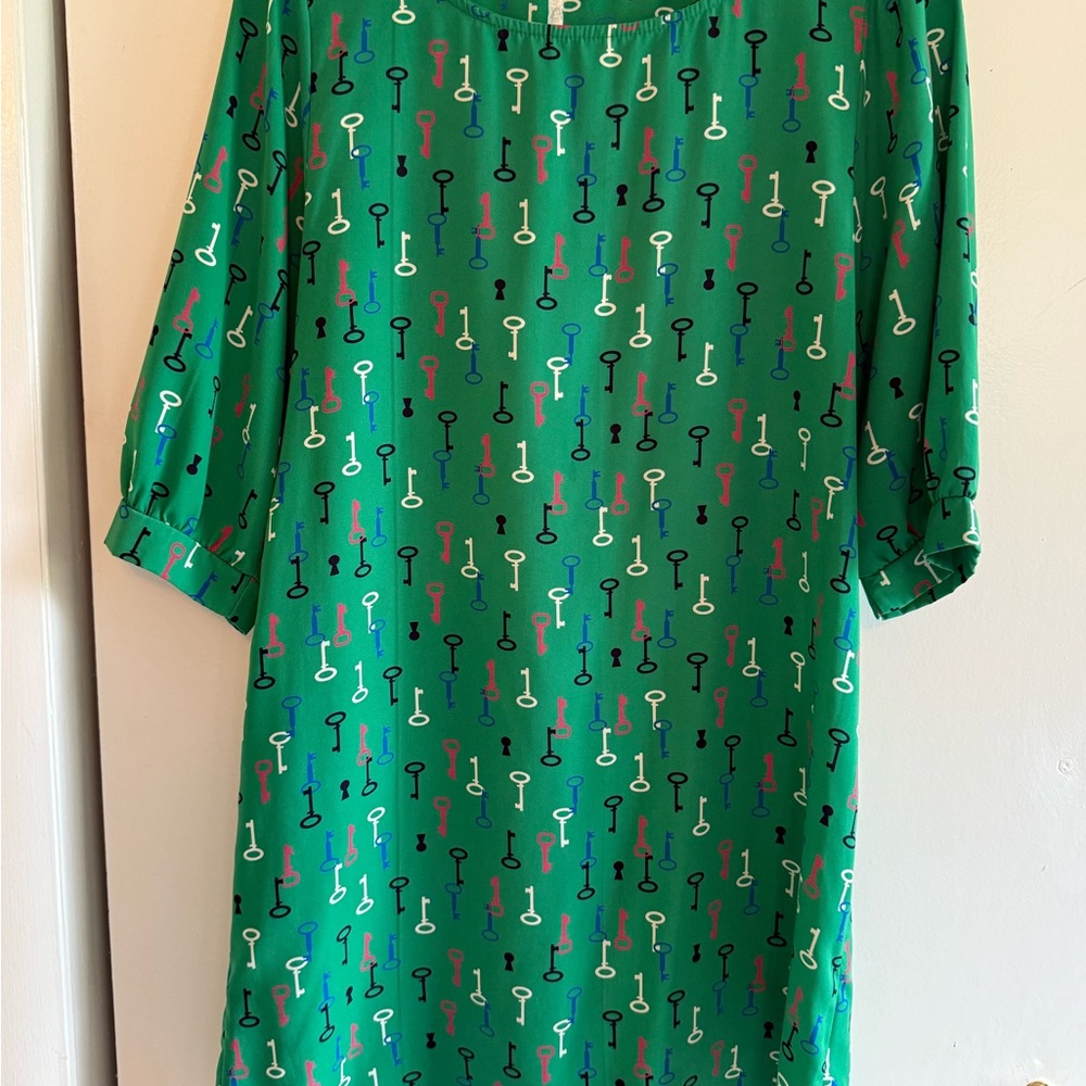 Green Key Print Dress